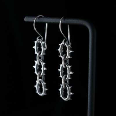 Toilworn Barbed Spikey Sterling Silver Earrings