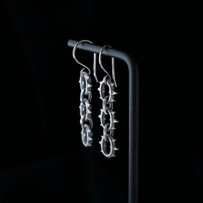 Toilworn Barbed Spikey Sterling Silver Earrings