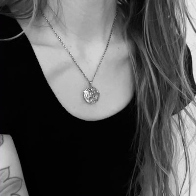 Toilworn Handmade Gothic Bat Black Spinel Moonstone Garnet Blue Topaz Pendant Sterling Silver