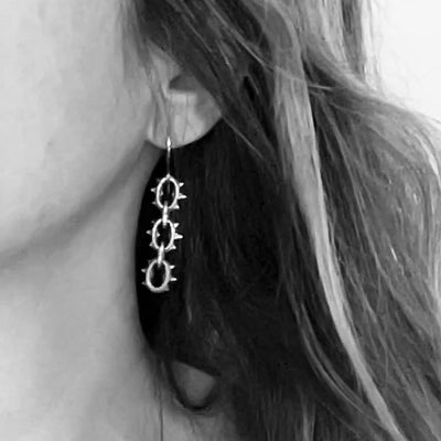 Toilworn Barbed Spikey Sterling Silver Earrings
